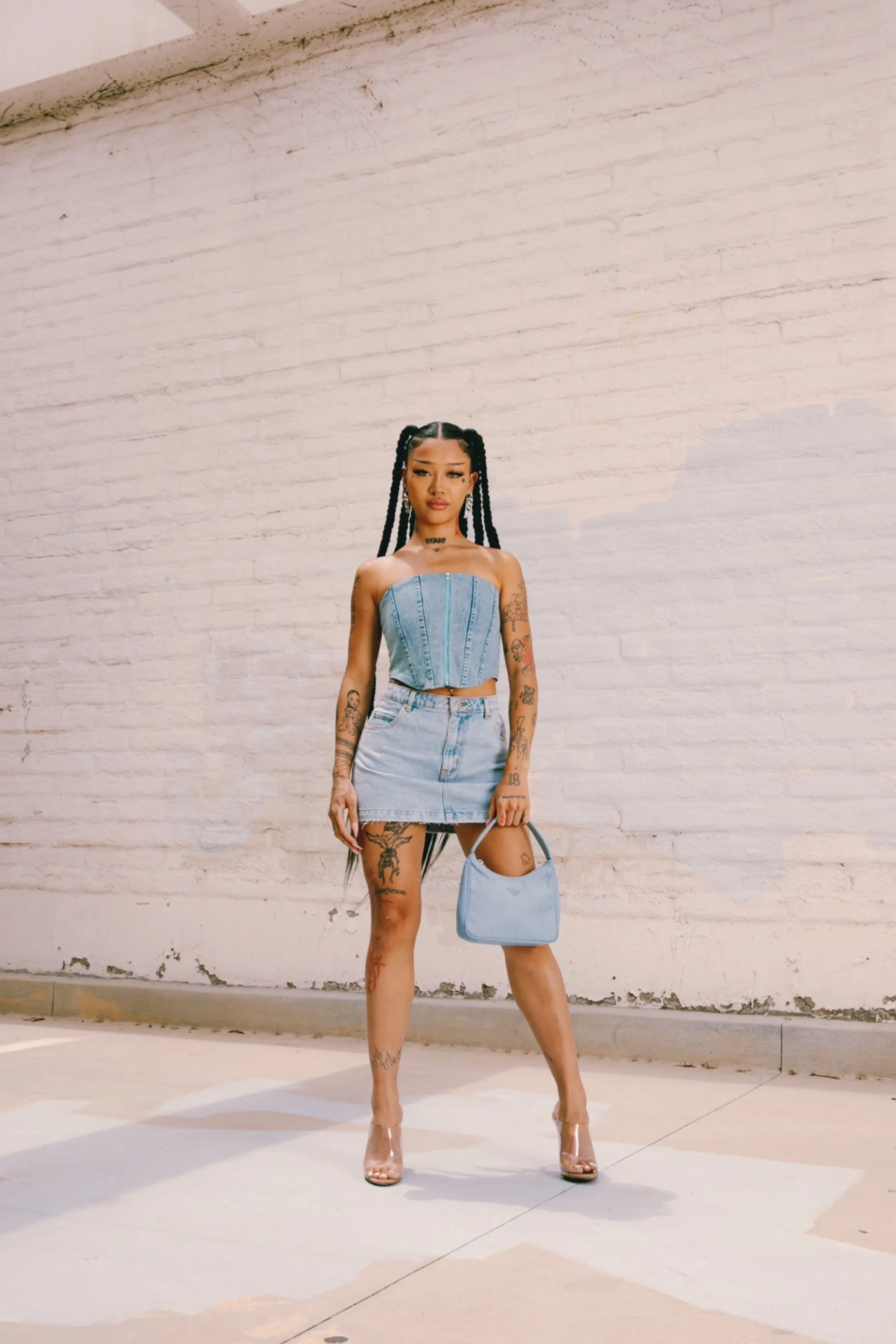 Distressed Denim Mini Skirt