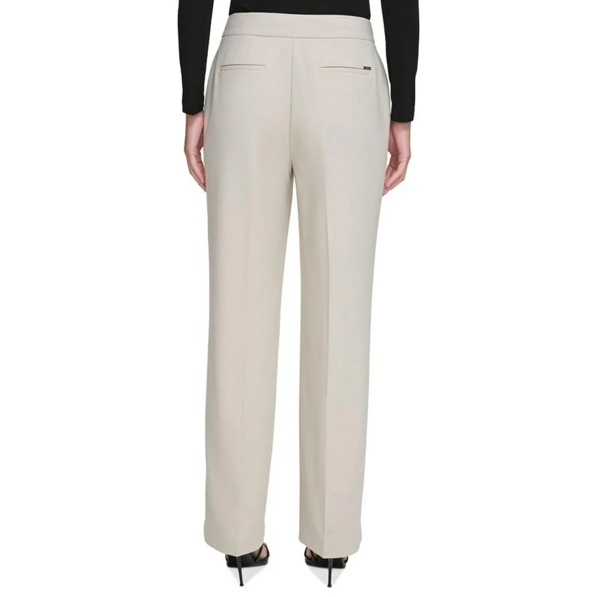 DKNY Womens Petites High Waisted Wide Leg High-Waisted Pants