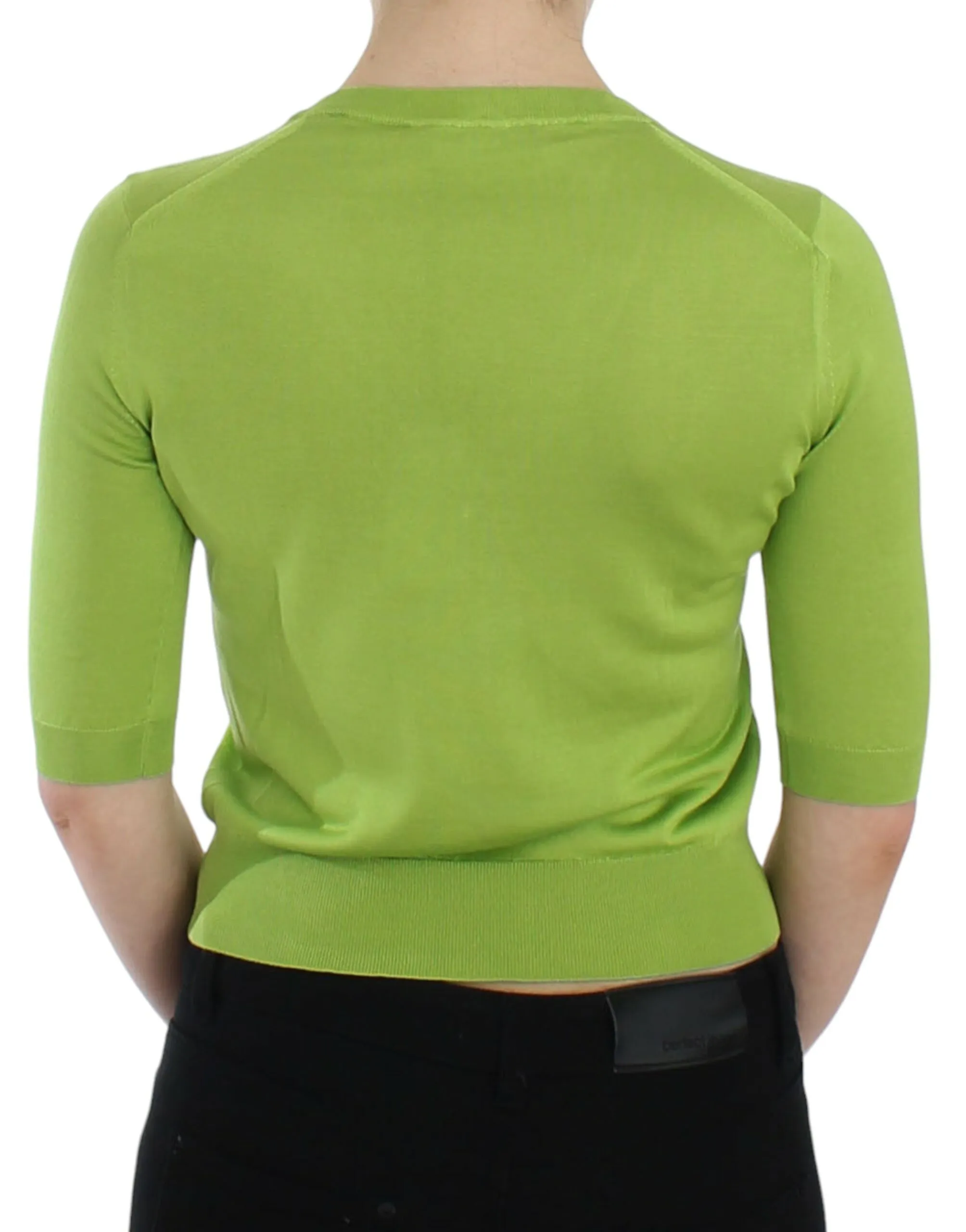 Dolce & Gabbana Emerald Green Wool V-Neck Pullover