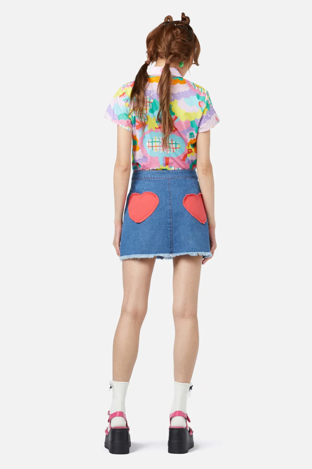 Electric Patch Denim Mini Skirt