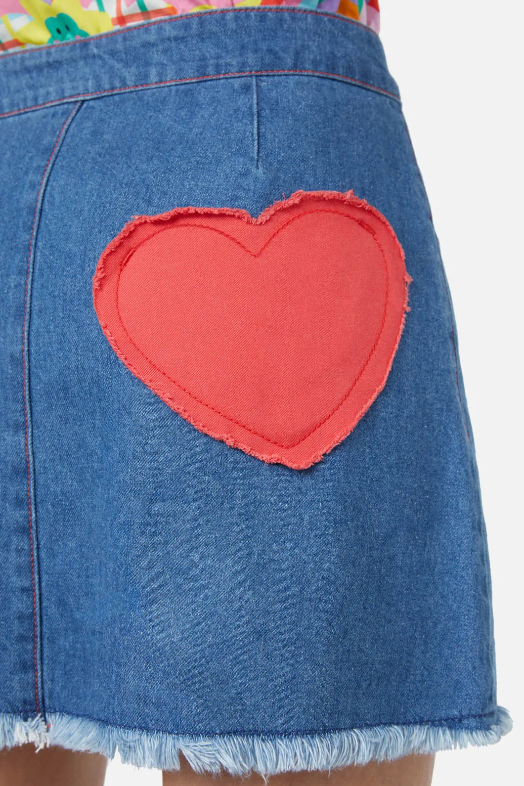 Electric Patch Denim Mini Skirt