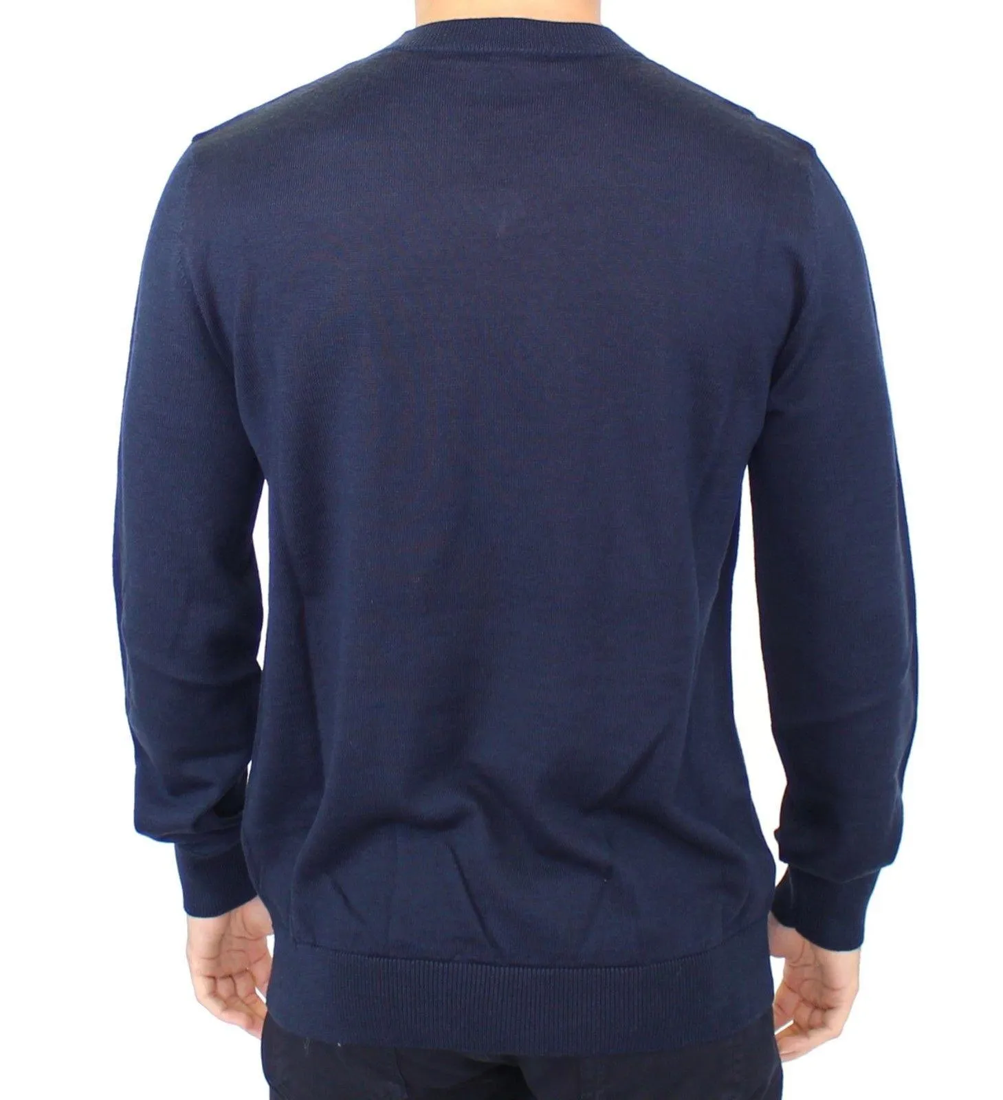 Ermanno Scervino Blue Wool Blend V-neck Pullover Sweater