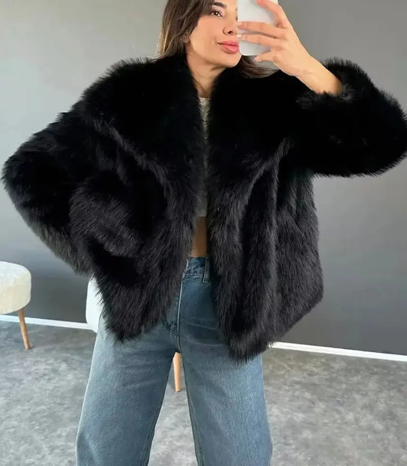 Faux Fur Collared Coat