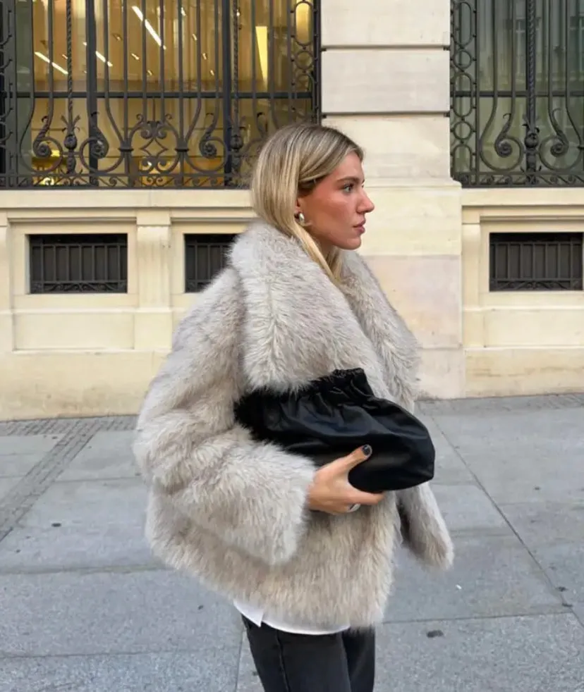 Faux Fur Collared Coat