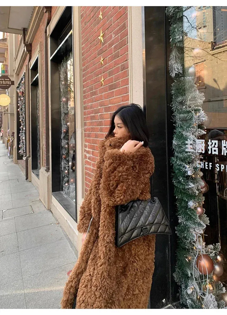 Faux Fuzzy Stylish Fur Long Coat