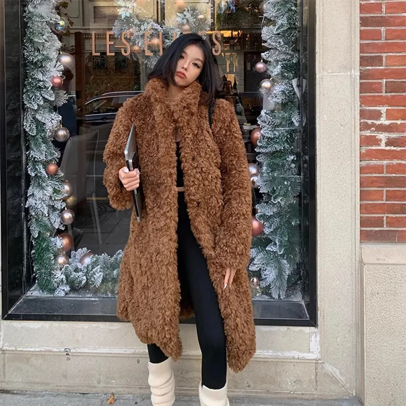 Faux Fuzzy Stylish Fur Long Coat