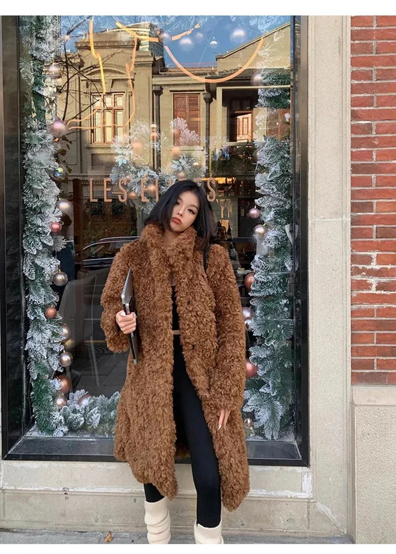 Faux Fuzzy Stylish Fur Long Coat