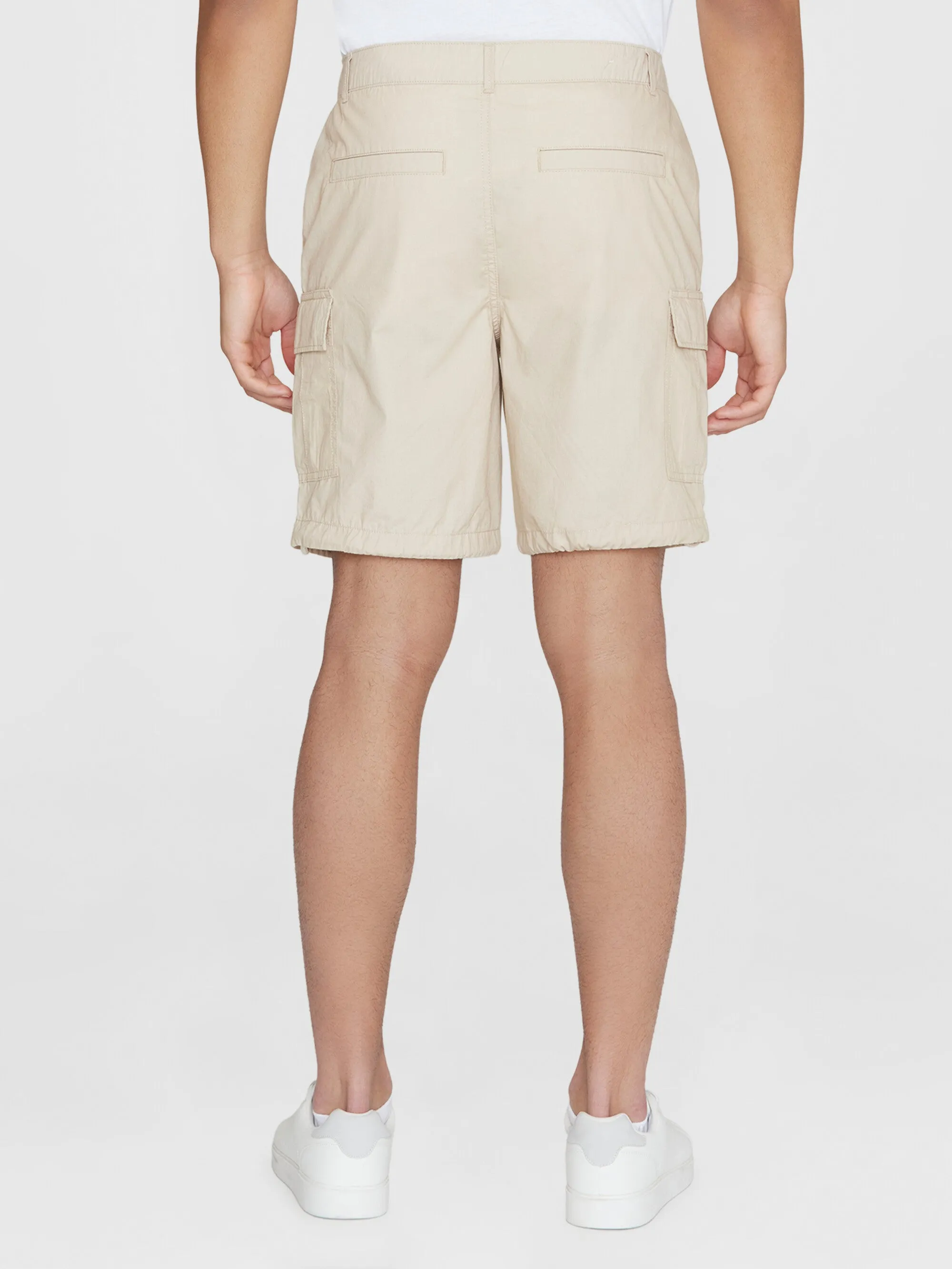 FIG loose cargo poplin shorts - GOTS/Vegan - Light feather gray