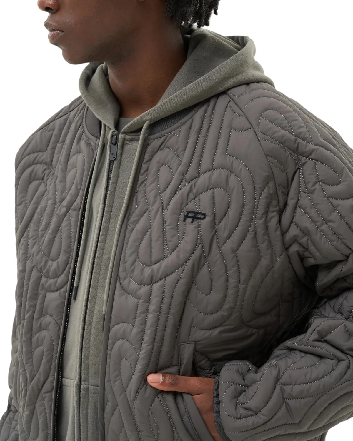 Filling Pieces Bomber Quilted Gunmetal