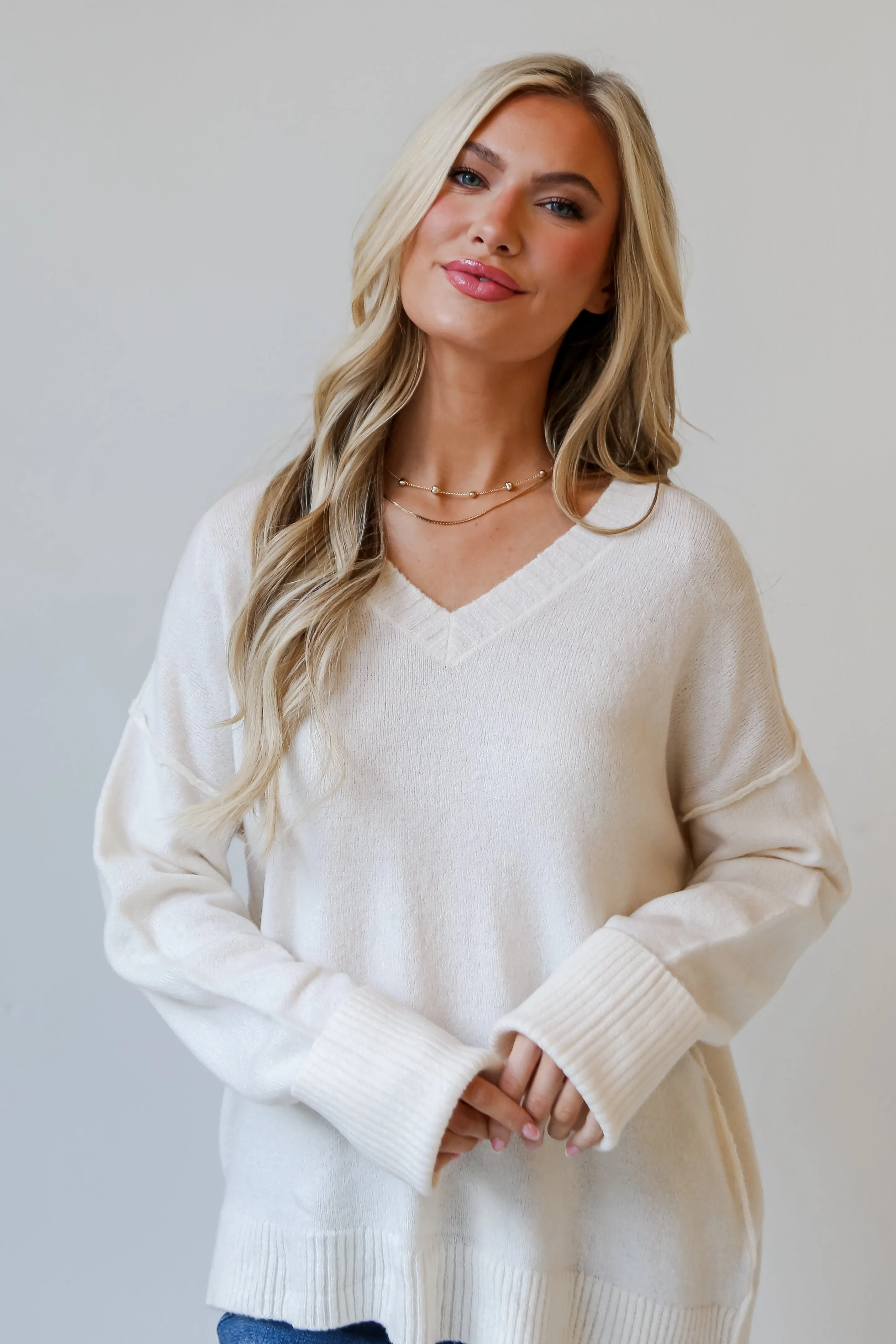 FINAL SALE - Tess Ivory Oversized Sweater