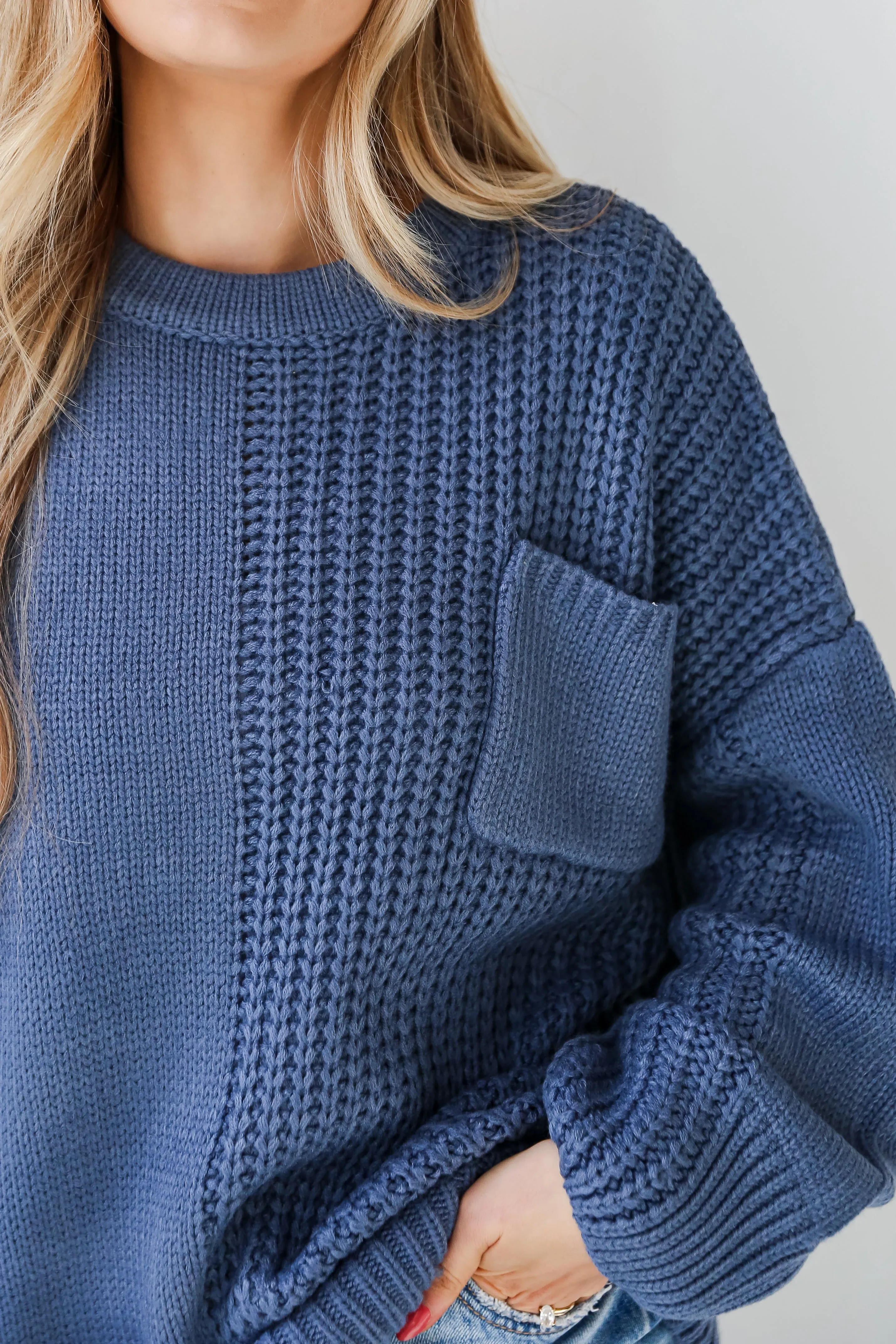 FINAL SALE - Toasty Vibes Denim Oversized Sweater