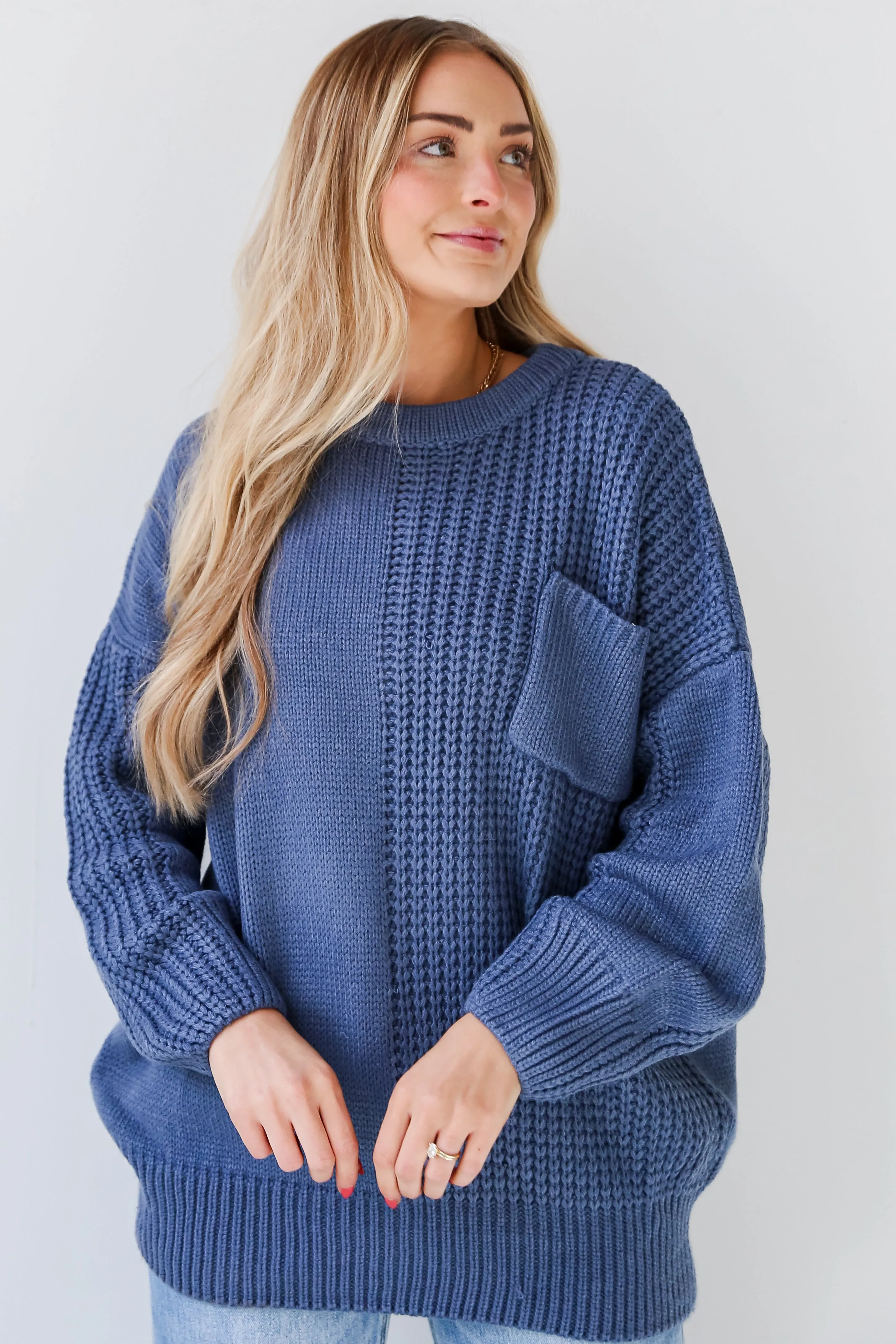 FINAL SALE - Toasty Vibes Denim Oversized Sweater