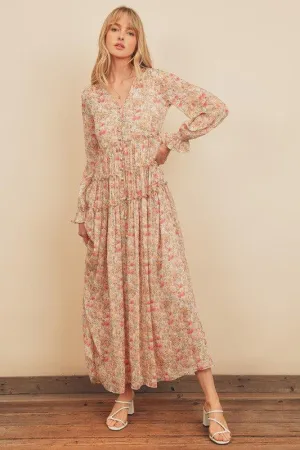 Floral Button Down Tiered Dress- Final Sale