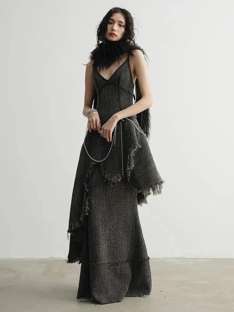 Frandie Asymmetrical Frayed Dress