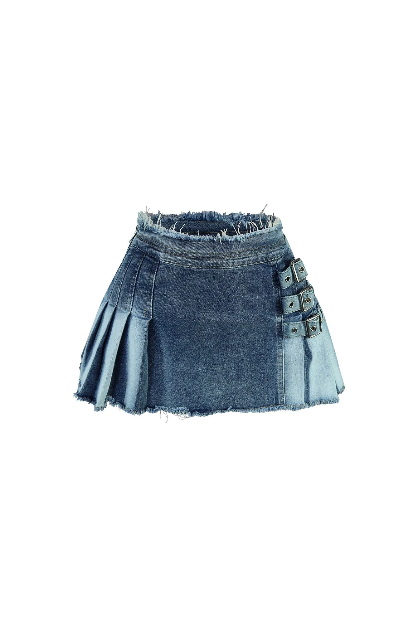 Got Me Good Washed Belted Pleated Mini Skirt