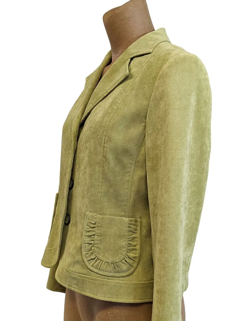 Green Button up Suede Blazer