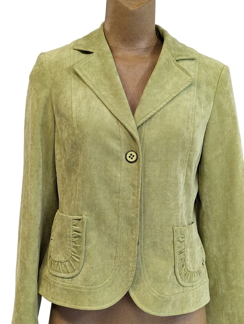 Green Button up Suede Blazer