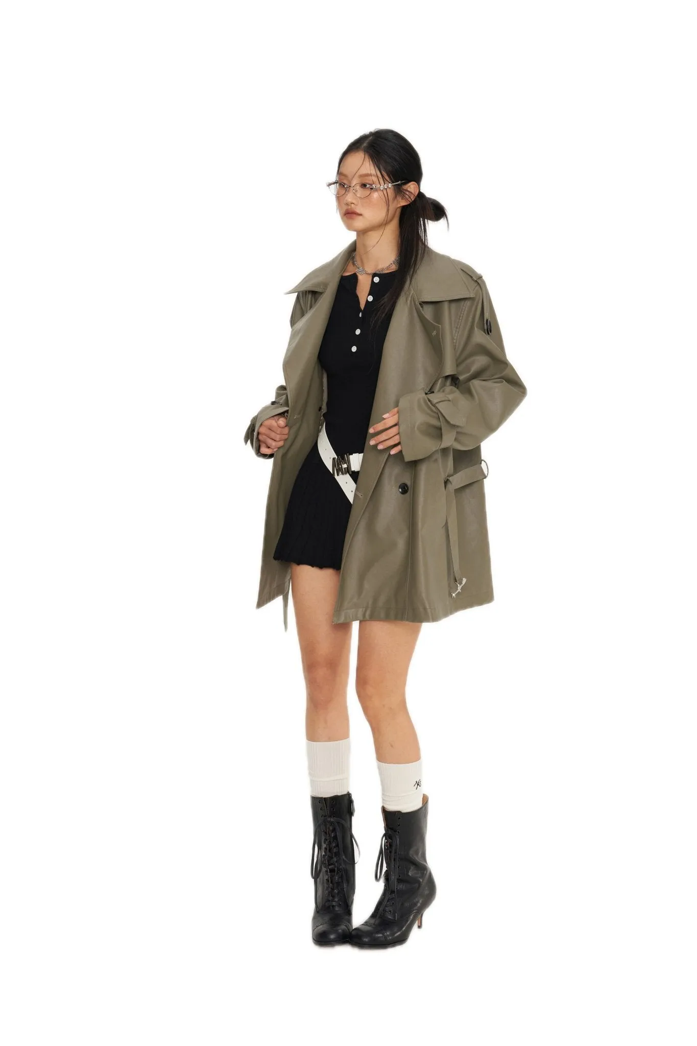 Green Emissary Leather Trenchcoat