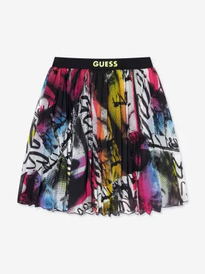 Guess Girls Chiffon Pleated Midi Skirt in Multicolour