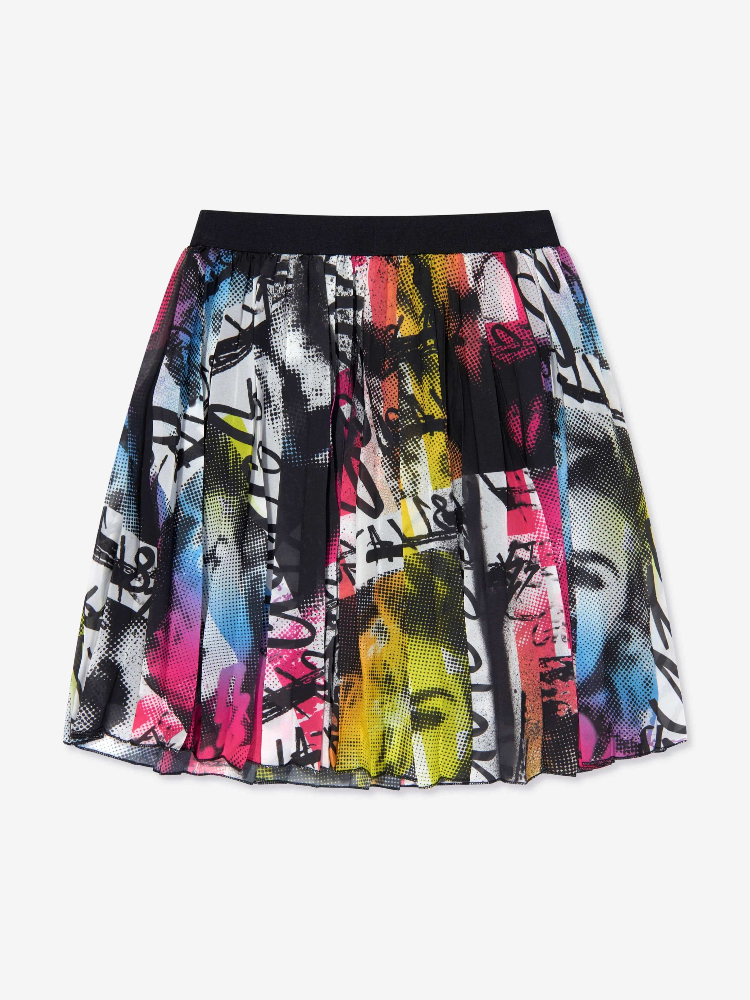 Guess Girls Chiffon Pleated Midi Skirt in Multicolour