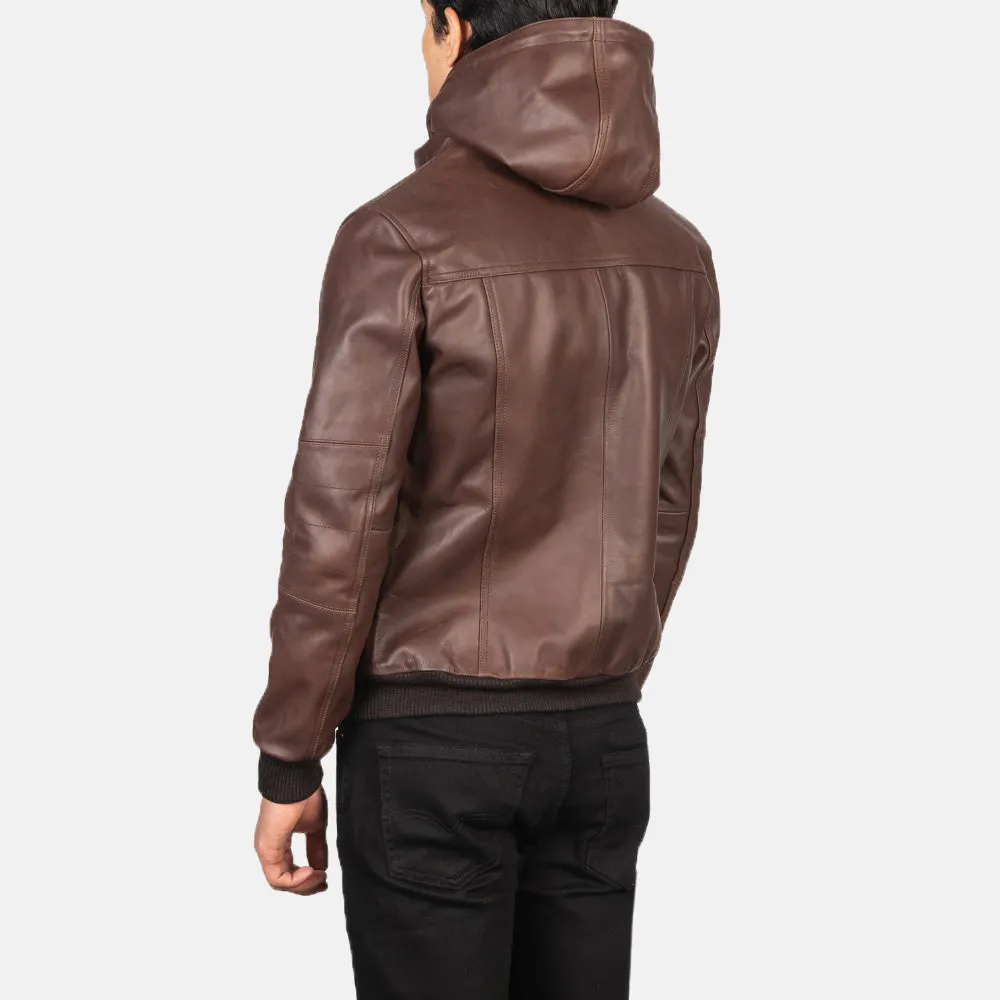 Gustavo Brown Leather Bomber Jacket