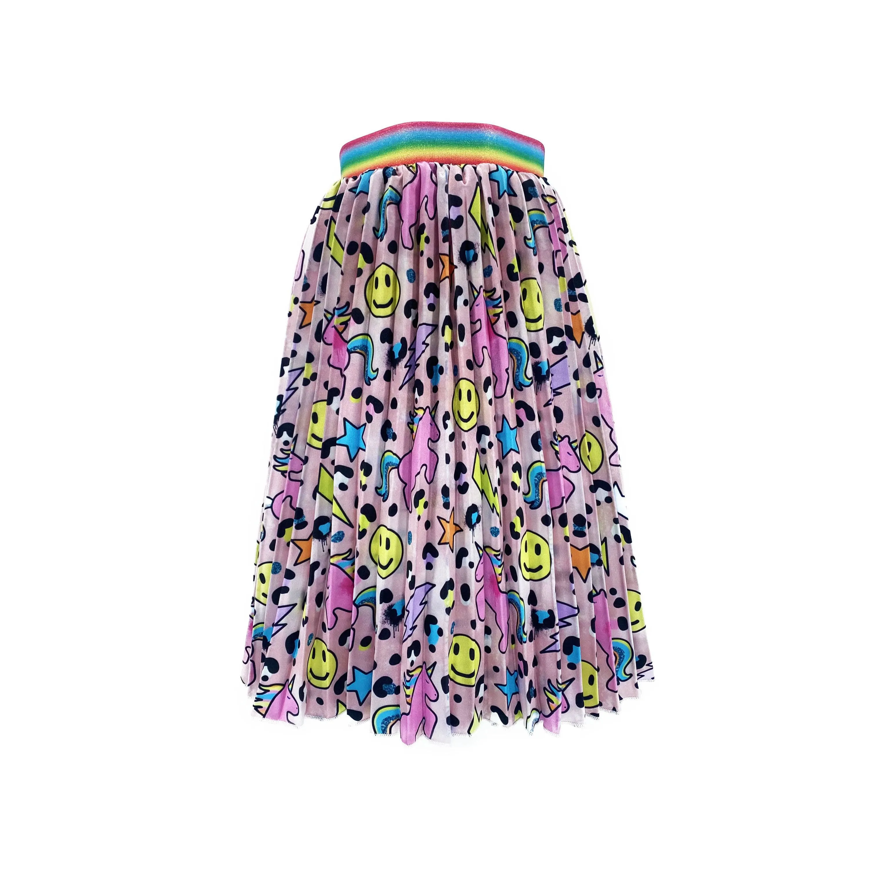 Happy Emoji Rainbow Midi Skirt