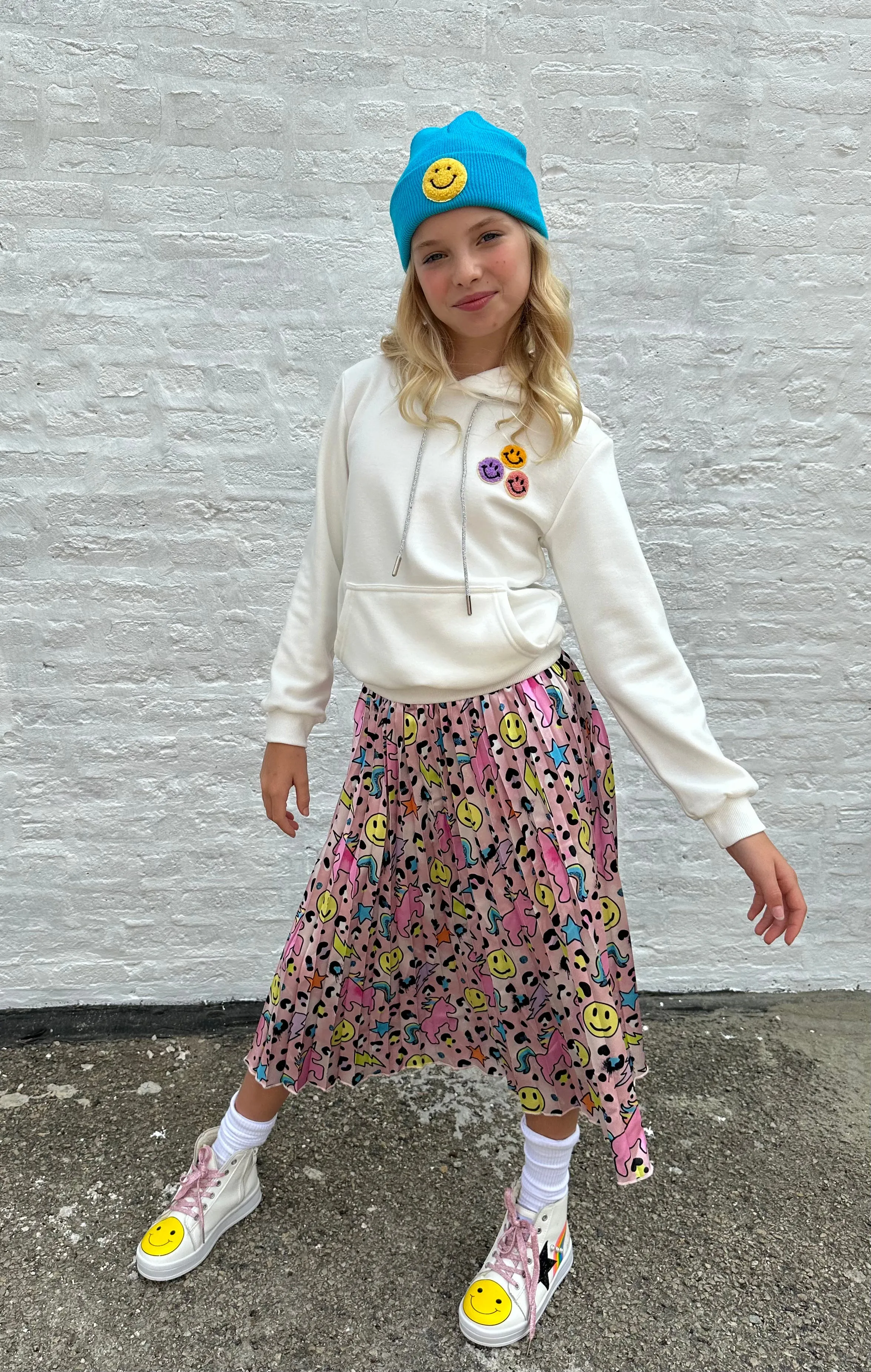 Happy Emoji Rainbow Midi Skirt