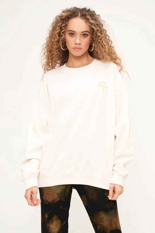 HEART OF GOLD EMBROIDERED OVERSIZED SWEATSHIRT