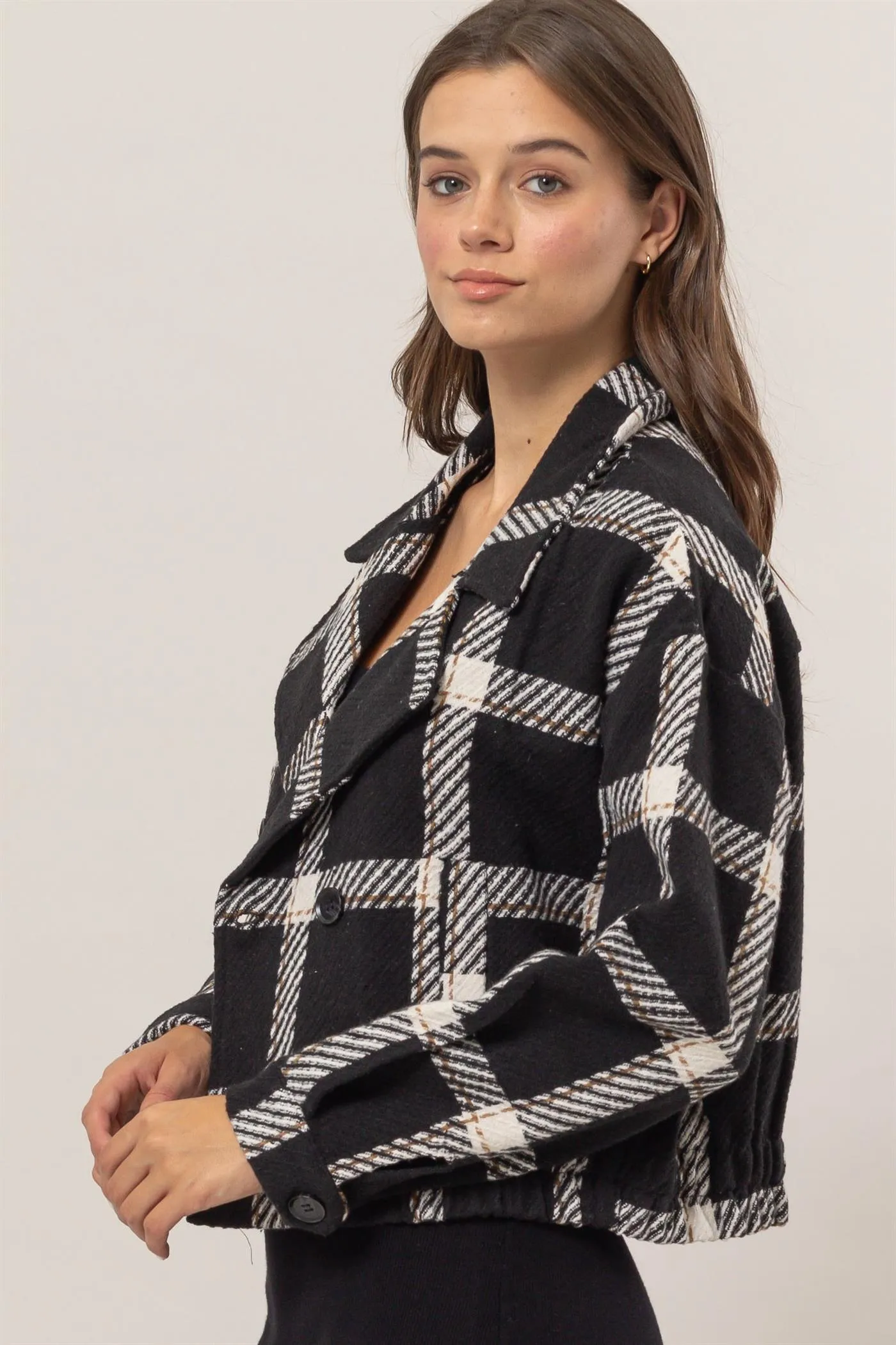 HF25A991-Plaid Double-Breasted Jacket