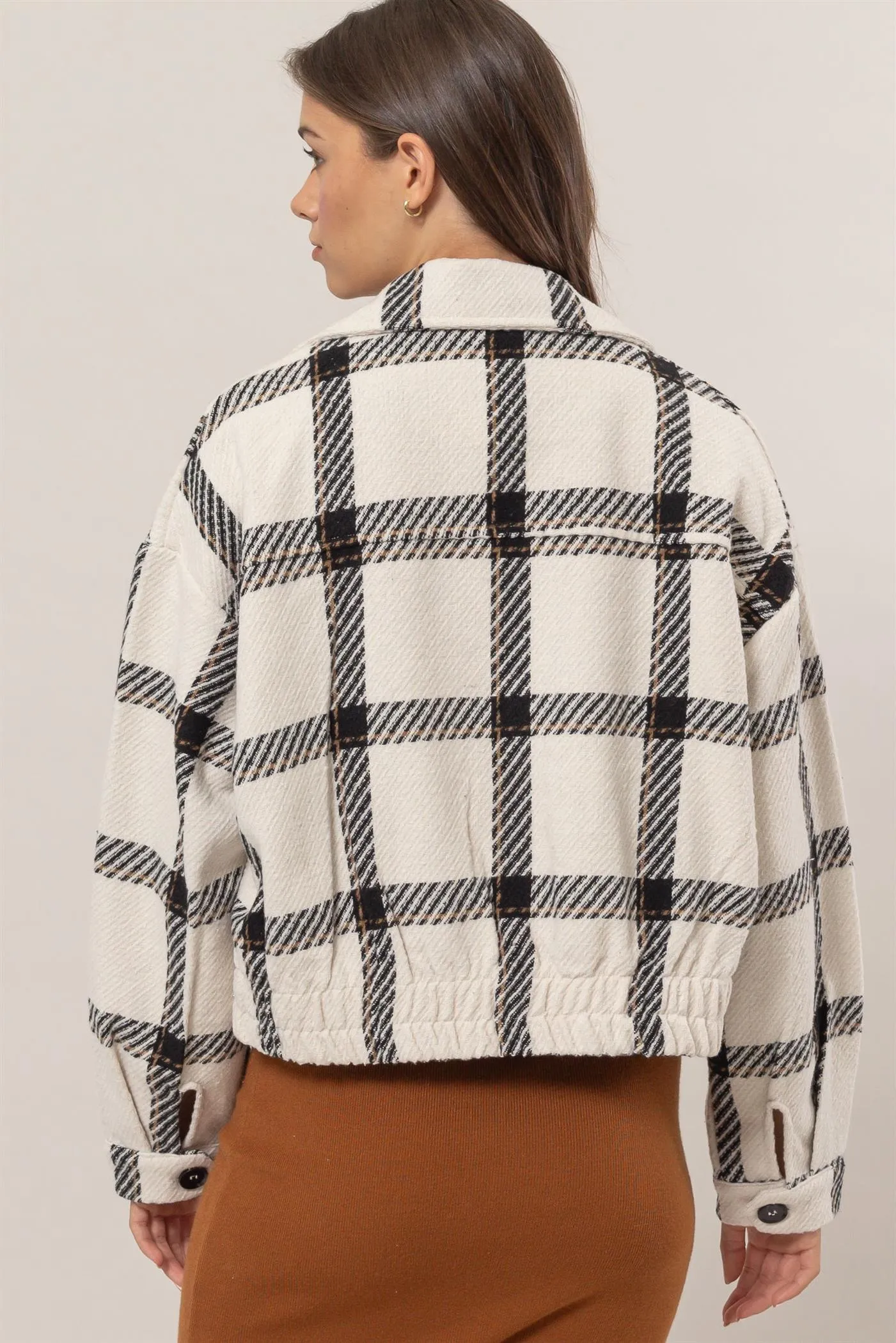 HF25A991-Plaid Double-Breasted Jacket