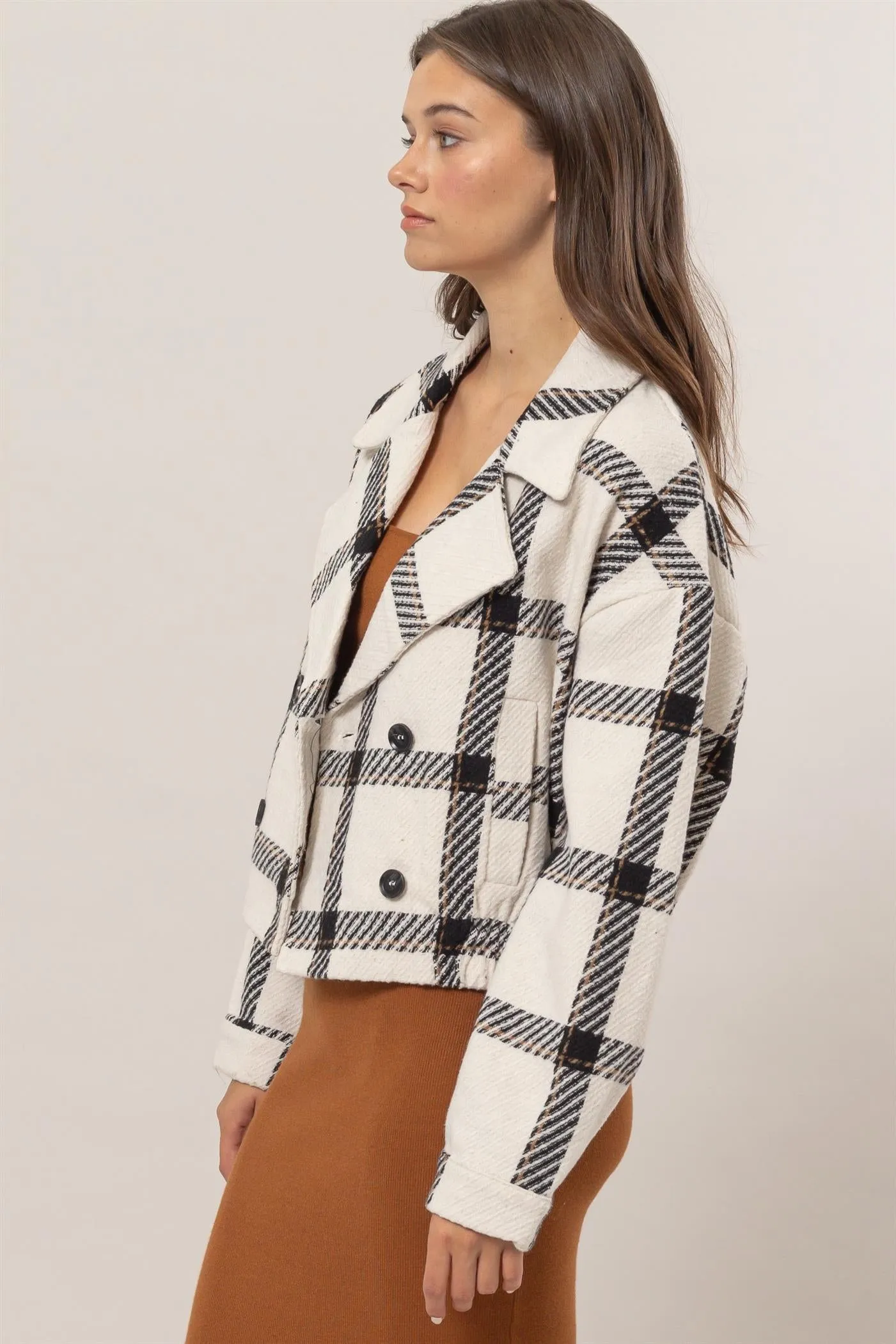 HF25A991-Plaid Double-Breasted Jacket