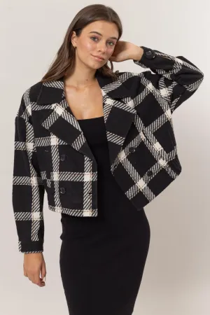 HF25A991-Plaid Double-Breasted Jacket