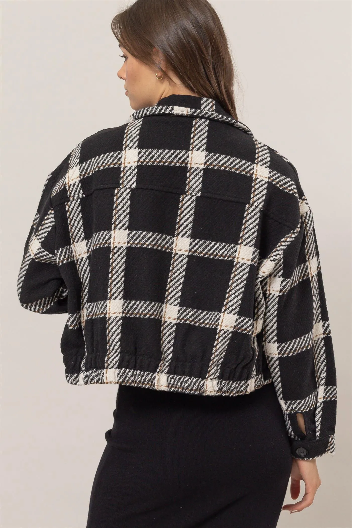 HF25A991-Plaid Double-Breasted Jacket