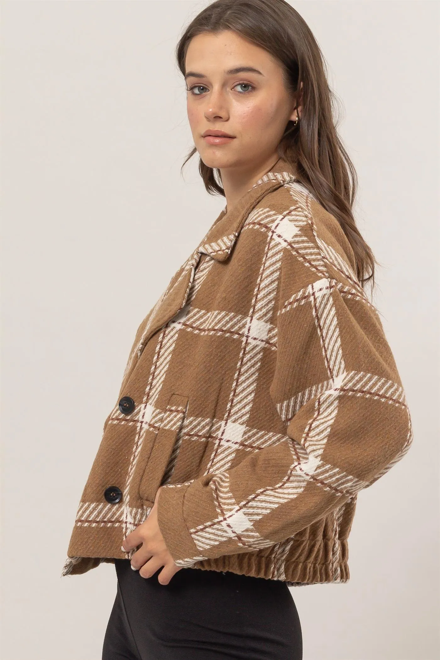 HF25A991-Plaid Double-Breasted Jacket