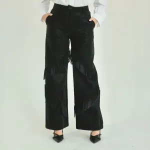 High waisted fringes pants