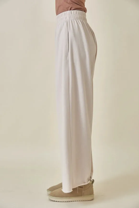 High Waisted Wide Leg Relaxed Fit Lounge Pants Seashell