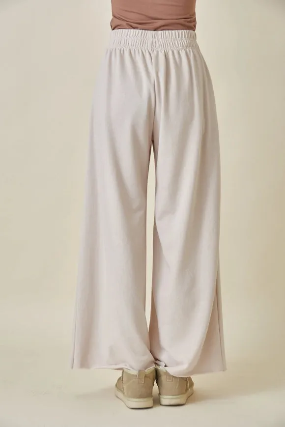 High Waisted Wide Leg Relaxed Fit Lounge Pants Seashell