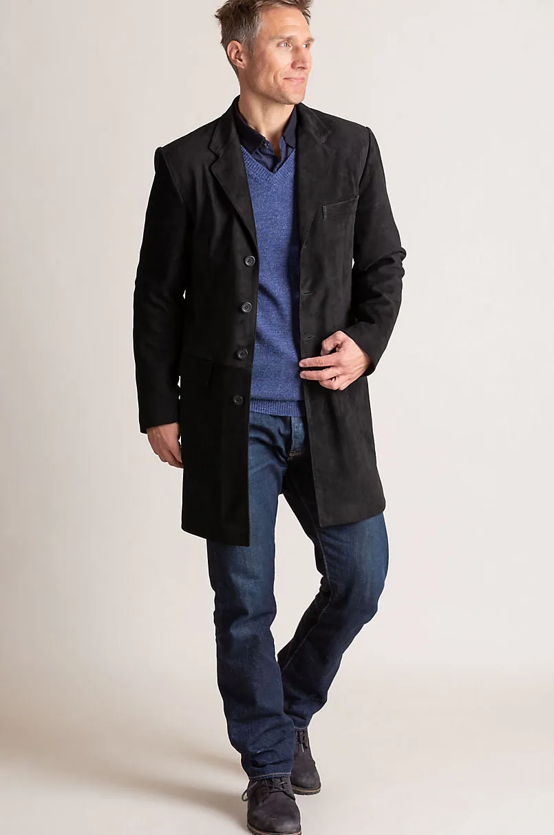 Jerry Suede Leather Blazer Walking Coat