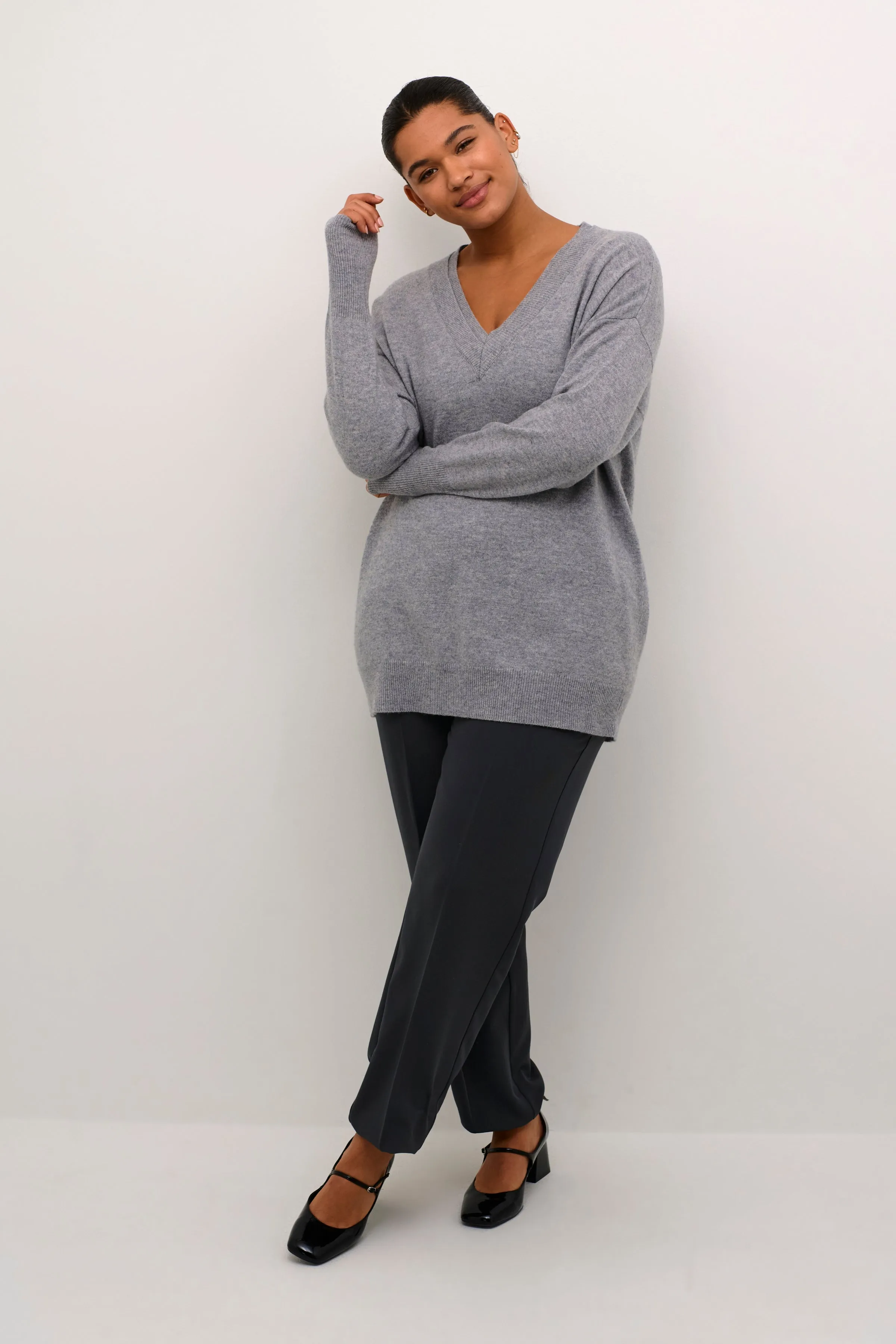 KCluno V-Neck Pullover KAFFE CURVE