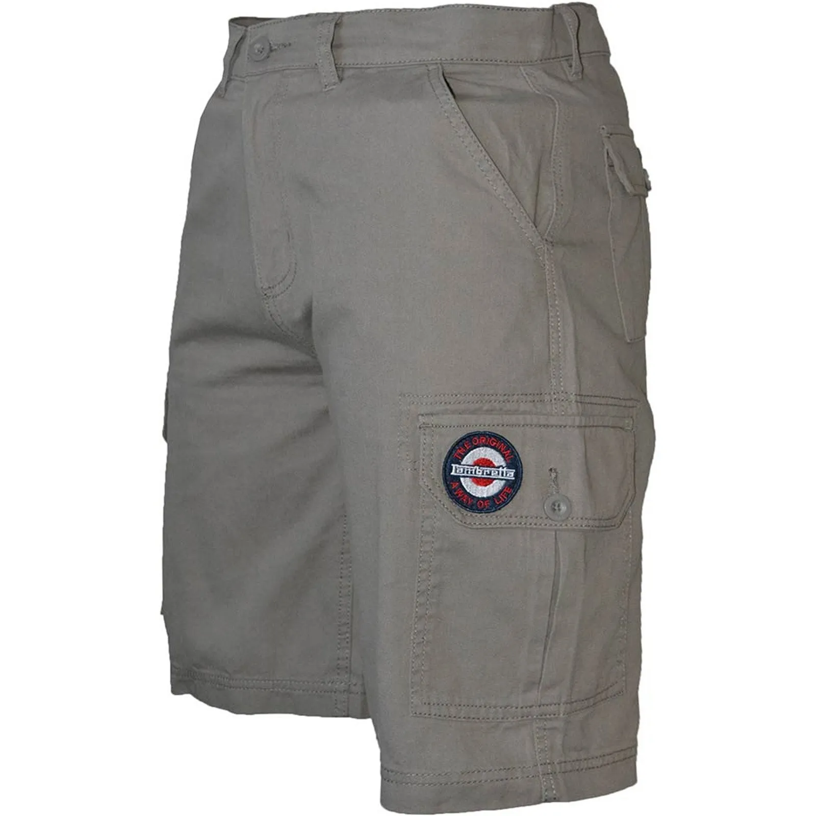 Lambretta Mens Classic Mod Cargo Shorts - Grey