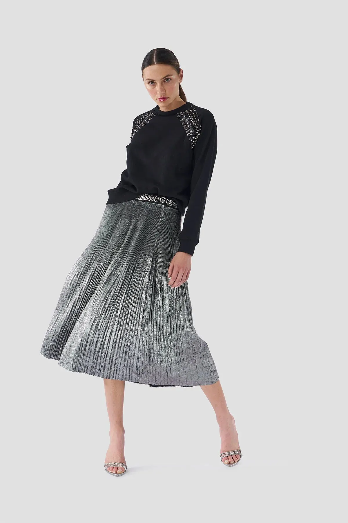 LE SUPERBE~ Foil pleased skirt