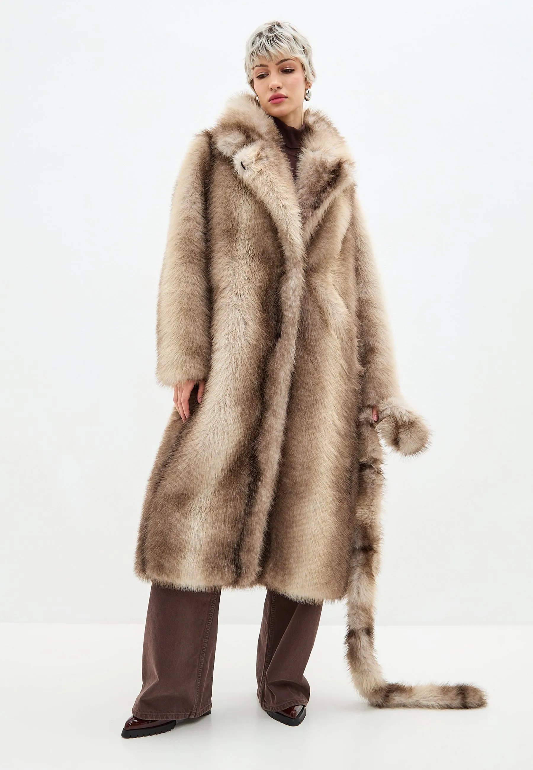 Luxurious Faux Fur Coat Natalie  - Brown