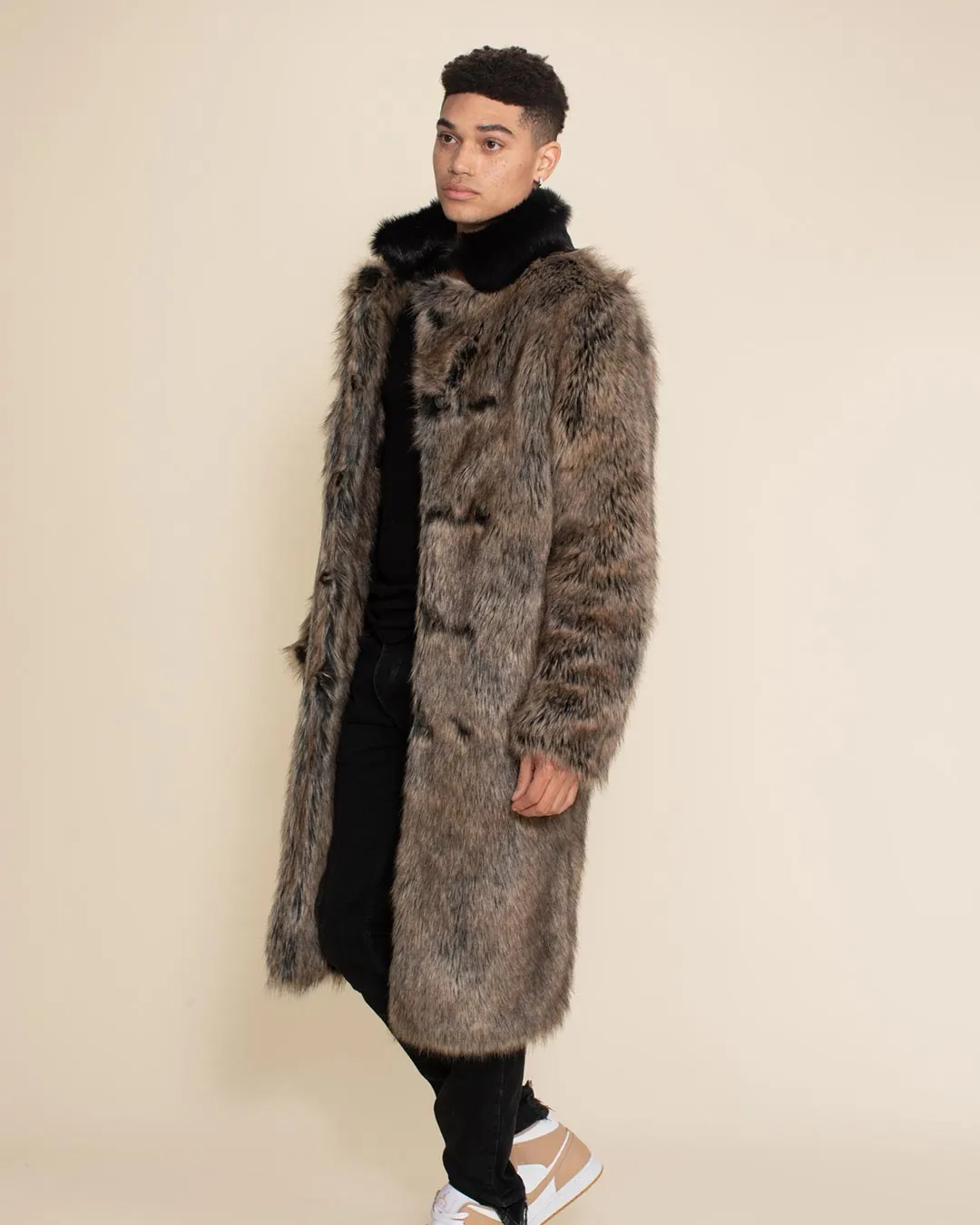 Men's Long Faux Fur Coat | Dire Wolf