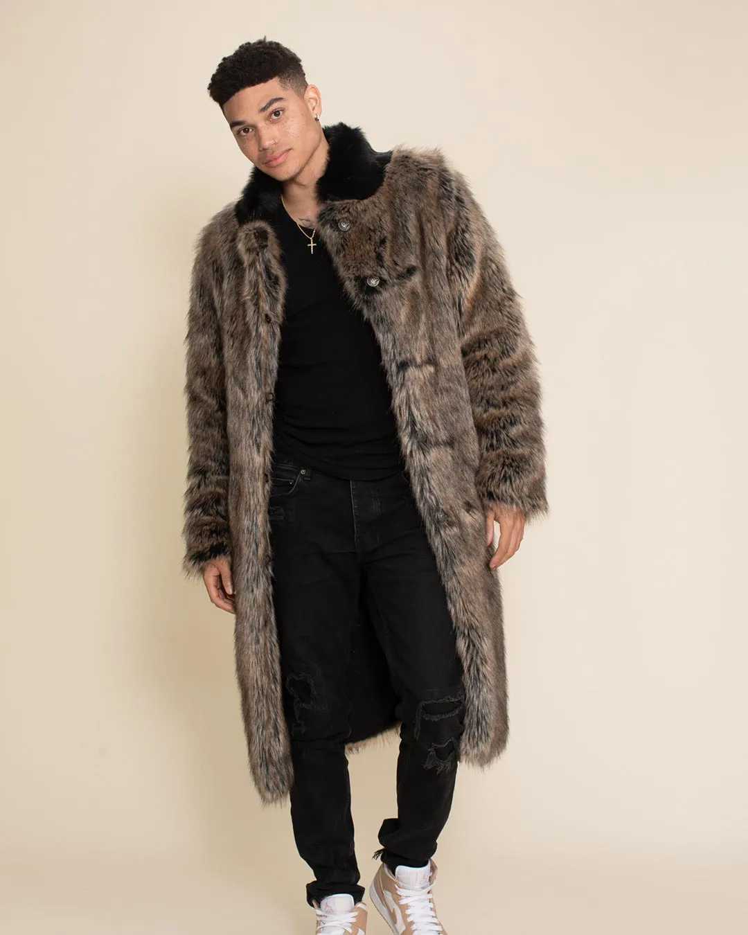 Men's Long Faux Fur Coat | Dire Wolf