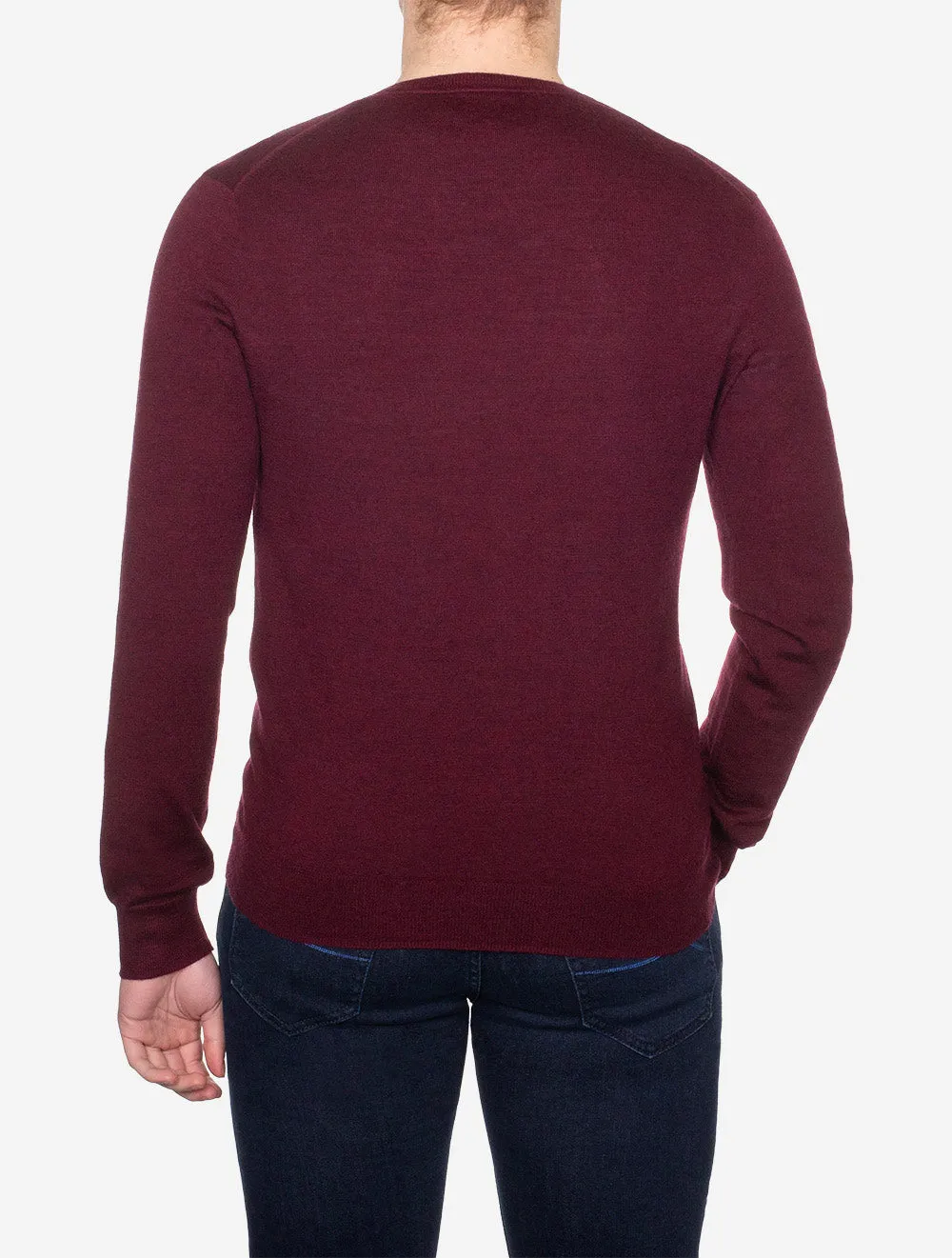 Merino Slim V Neck Pullover Wine