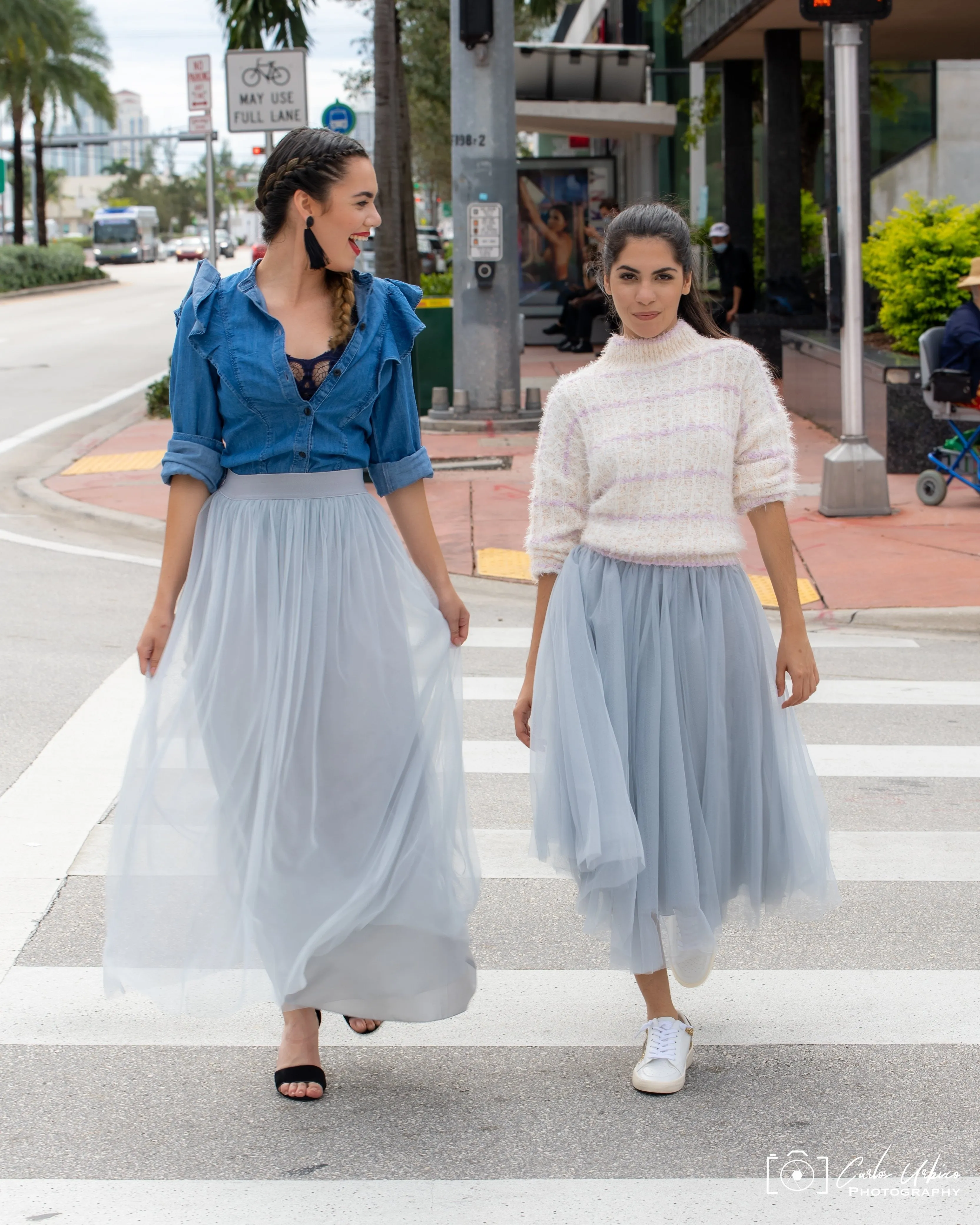 Midi Light Gray Tulle Skirt