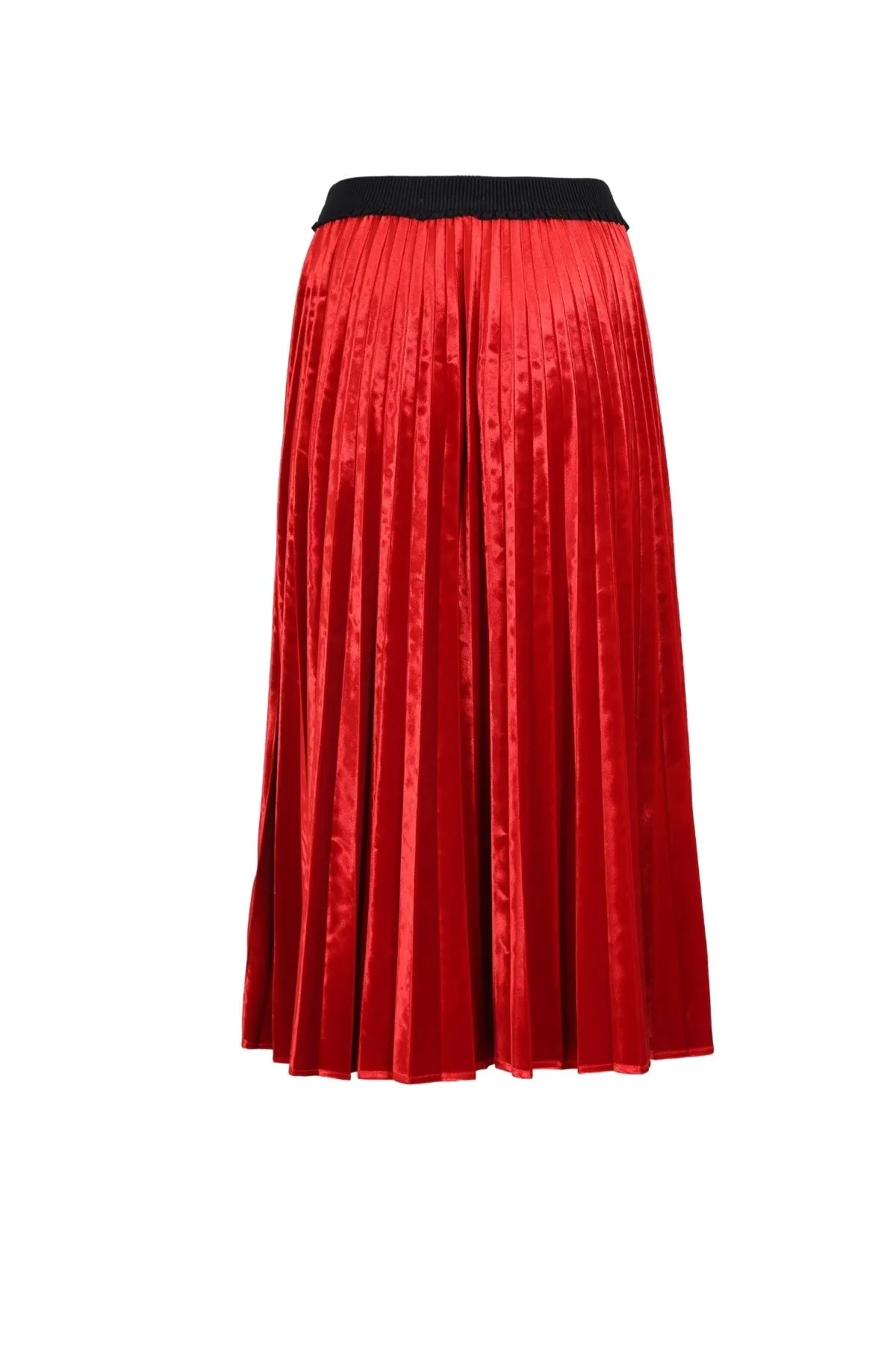 Mirage Velvet Pleated Skirt Red