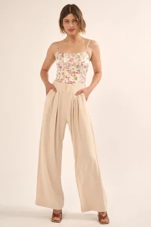 Morning Mist Wide Leg Pants - Cream