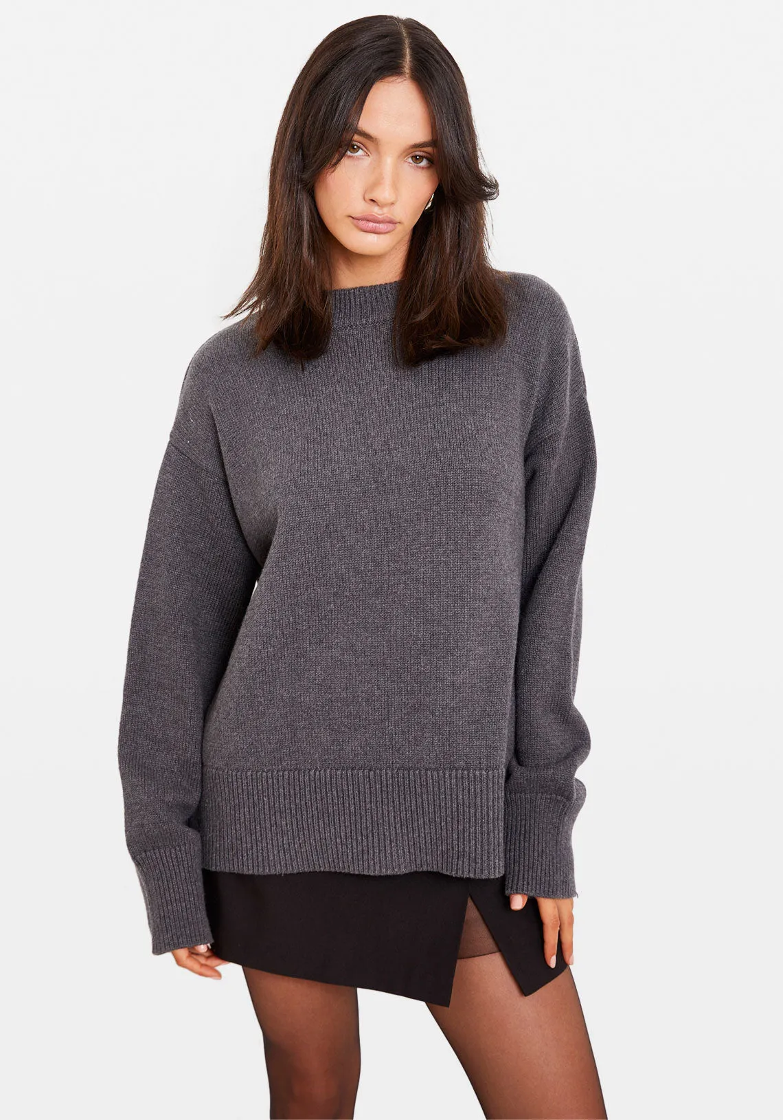 OVERSIZED CREW NECK SWEATER GREY