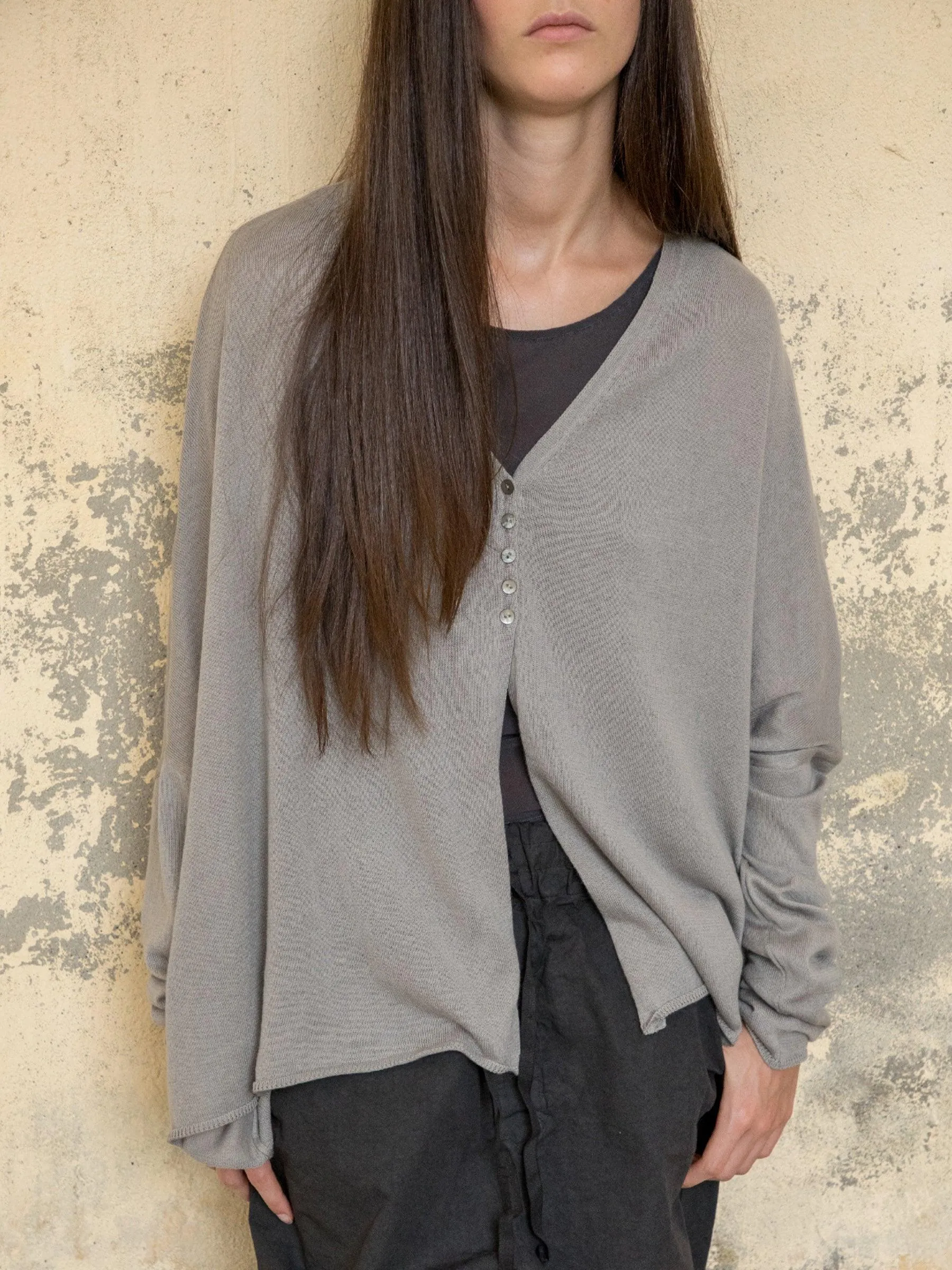 Oversized Knitted Cardigan - Gray